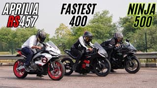 Ninja 500 Vs Aprilia Rs457 Vs Fastest 400 Built | 200km/hr Action!!