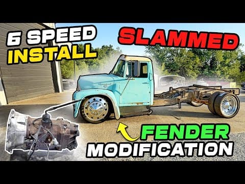 1963 Loadstar Build. 6 Speed Install Behind Cummins! Fenders Modified. Lowering The Suspension!