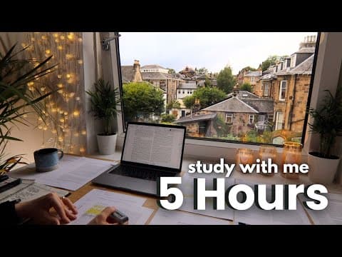 5 Hour Study With Me  On A Rainy Day |  Background Noise, 10 Min Break, No Music, Study With Merve