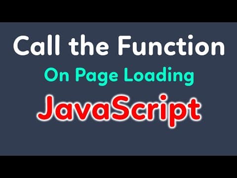 How To Call A Function On Page Load In Javascript | Function On Pageload | Javascript Onload Event
