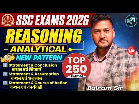Ssc Exams 2026 | Analytical Reasoning Statement Based | Top 250 Questions | Part-1 | Balram Sir #ssc