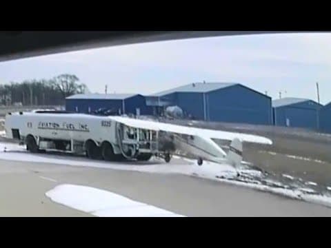 Insane Moment Plane Crashes Into Fuel Truck - Daily Dose Of Aviation