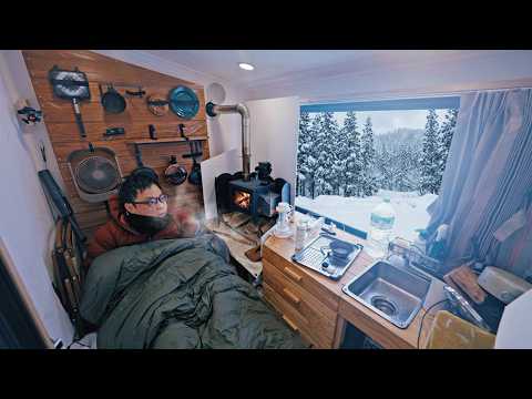 Snowy Mountains At -12°c. Wood Stove. Car Camping. Everything Froze...