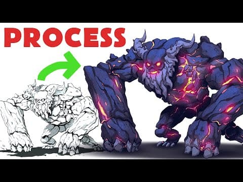 Monster Character Design Process Timelapse | Sketch To Color In Comic Book Style