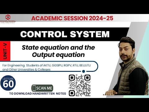 Cs60: Control Systems | State-space Equations  | State Equation And The Output Equation