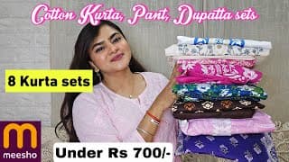 8 Meesho Dailywear Cotton Kurta Pant Dupatta Set | Office Kurta Haul |kurti |zouk Backpack For Women
