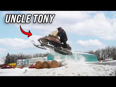 Uncle Crashes On Vintage Snowmobile!