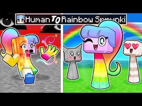 From Human To Rainbow Sprunki In Minecraft?!