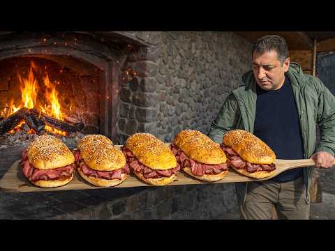 A Heavily Loaded French Dip Beef Sandwiches!