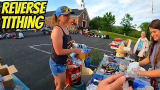 Church Yard Sale... My Ikea Bag Runneth Over