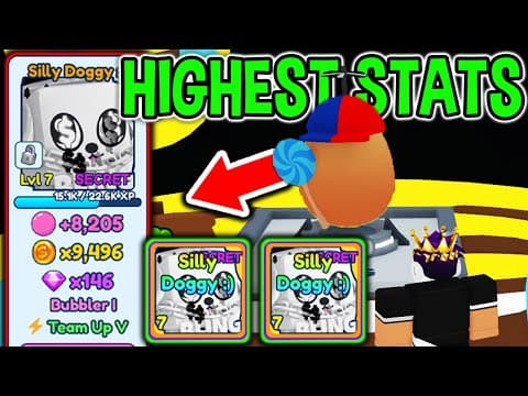 I Got Highest Stat Secret Silly Doggy Pet In Roblox Bubble Gum Simulator Infinity..