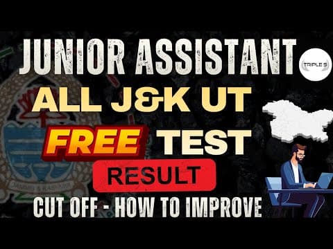 Junior Assistant All J&k Ut Free Test - Result - Cut Off - How To Improve @triplesclasses