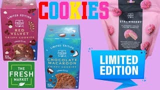 The Fresh Market: Red Velvet & Chocolate Macaroon Crispy Cookies, Strawberry Cream Filled Cookies