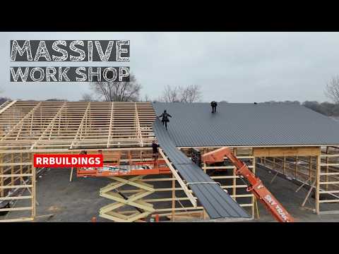 Building A Massive Work Shop: Ep. 9 Textured Black Metal Roof