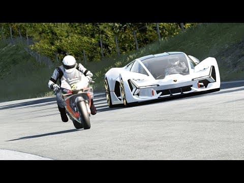 Honda Rc 213v Vs Lamborghini Terzo Millennio Vs Ferrari Xezri Concept At Old Spa