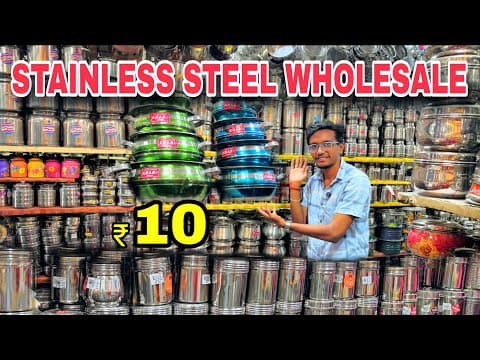 ₹10 Stainless Steel Items 😱 | Wholesale Market |steel Items Wholesale Price |quality Products