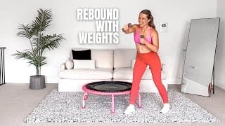 15 Minute Rebounder Workout With Weights | Mini Trampoline Strength & Cardio