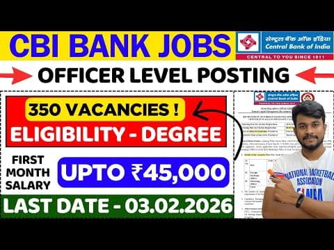 Govt Banking Jobs 2026 ♦️ Central Bank Of India 2026 Recruitment Tamil | Jobs For You Tamizha