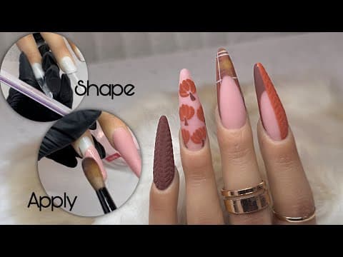 How To: Acrylic Application + Sweater Nail Art Tutorial | Fall Holiday Nail Inspo