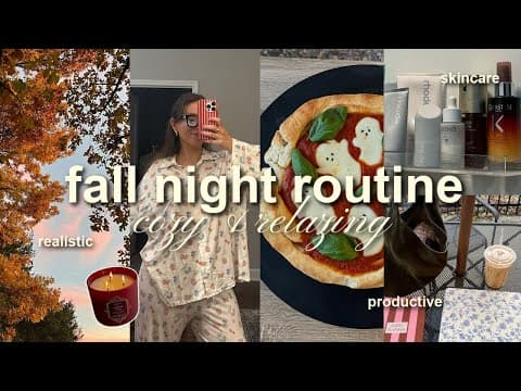 Cozy Fall Night Routine 🕯️🍁 Skincare, Baking, + Romanticizing Fall! (relaxing & Productive)