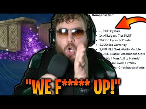 Swgoh Devs Admit They Messed Up! Free 5000 Crystals + Lightspeed Token Giveaway!