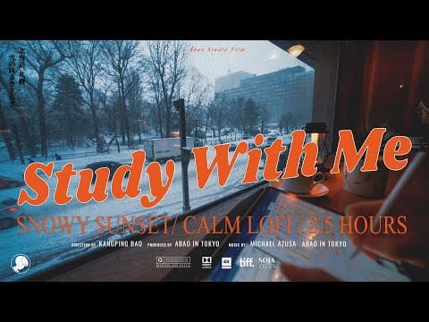 2.5-hour Study With Me / Calm Lofi  / Snowy Street In Japan / Pomodoro 25-5