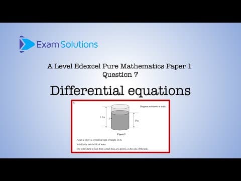 A Level Edexcel June 2024 Paper 1 Q7 - Differential Equations | Examsolutions