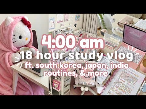4:00 Am Study Vlog ✨18 Hour Study Days, Trying Indian, South Korean, Japanese Study Routines