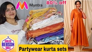 80% Off Myntra End Of Reason Sale| Partywear Kurta Sets | Anarkalis | Latest Fashion | Kurti Haul