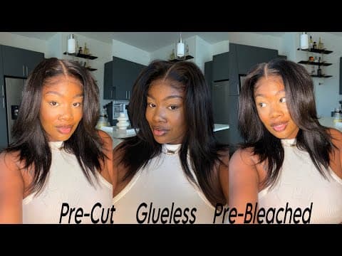 New Yaki Straight Glueless Bob Wig ✨ Pre-cut Hd Lace + Layers