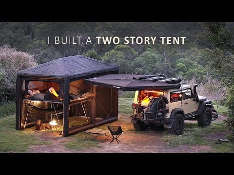 I Built A Giant 2-story Tent |  Solo Camping Asmr