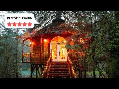 Touring A Tiny Octagon Treehouse | Cozy Forest Setting!