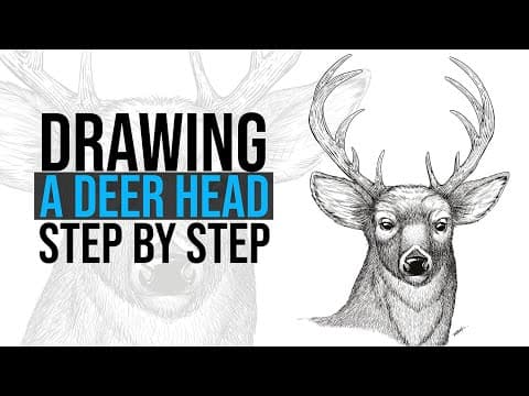 How To Draw A Realistic Deer Head In A Line Art Style