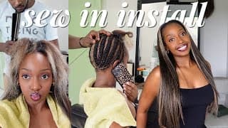 ⭐️ Natural Sew In Install ⭐️  Yaki Straight Bundles + Blending Natural Hair + Maintenance | Cheymuv