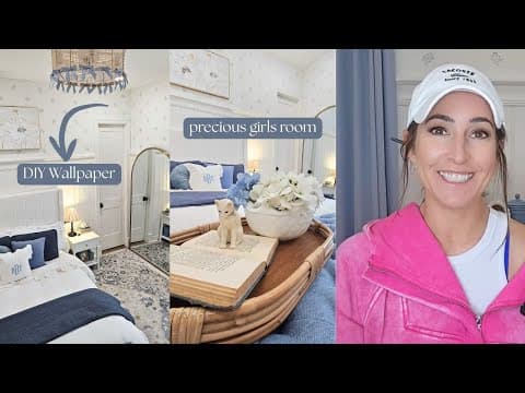 Diy Wallpaper • Furniture Flip • Blue & White Teen Girl Room Transformation • Budget Diy Decor Ideas