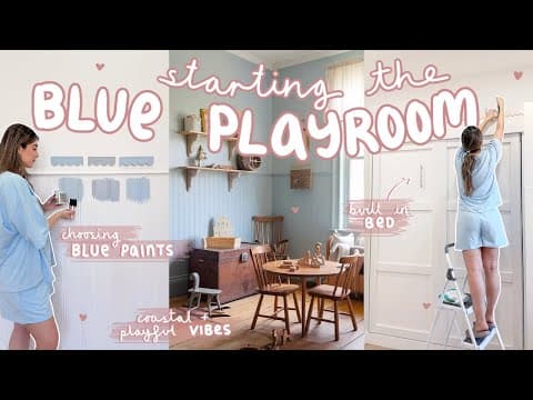 starting the PLAYROOM/GUEST ROOM🧸 built-in bed, scallop trims + BLUE PAINT!
