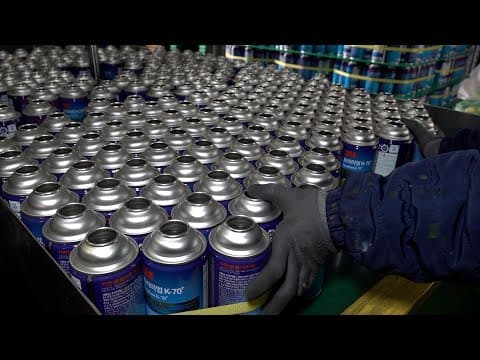 Mass Production Process Of Making Anti-rust Lubricant In Korea Factory.