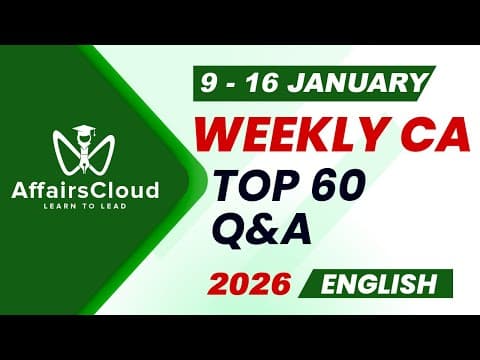 Current Affairs Weekly | 9 - 16 January 2026 | English | Current Affairs | Affairscloud