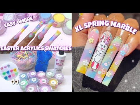 Unboxing Bombnails Easter Acrylics 🐰 | Xl Pastel Ombre + Spring Bunny Nail Art