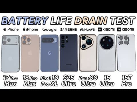 Iphone 17 Pro Max Vs 16 Pro Max / Pixel / Samsung / Huawei / Xiaomi Battery Life Drain Test!