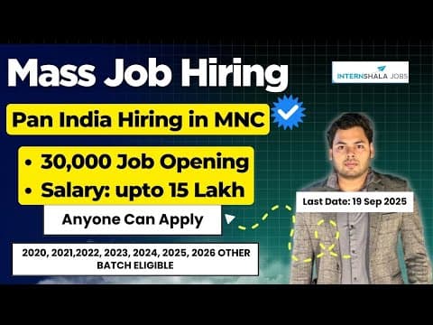 Mass Job Hiring | Jobs In Mnc - Off Campus Drive 2020 To 2026 Batch | Internshala Jobs Program