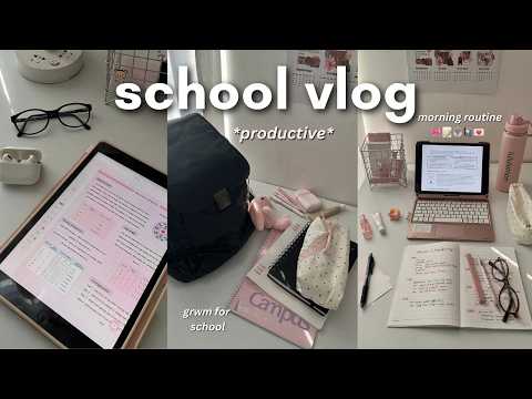 Productive School Vlog 📝★彡 5 Am School Morning Routine, School Days In Life, Lots Of Studying