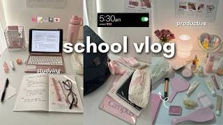 Productive School Vlog 📝★彡 5 Am School Morning Routine, School Days In Life, Lots Of Studying