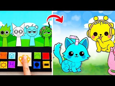 I Pressed The Sprunki Cat Button! 🐱✨diy Paper Gamebook Fun! 📖🔥