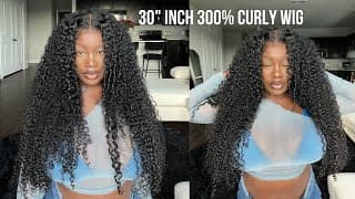 The Thickest 30 Inch Curly Hd Lace Wig Install 300%  Density Tutorial Ft.asteria Hair