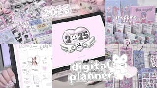 2025 Digital Planner Template Ipad Goodnotes 6 Icon Homescreen | Shopping Vlog; Stationery Deco Haul