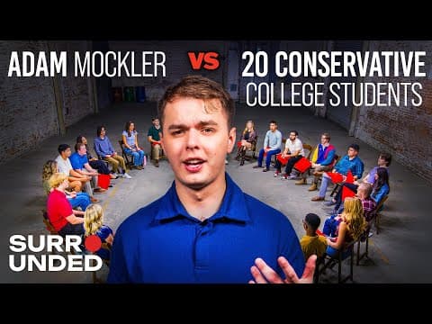 1 Gen-Z Liberal vs 20 Gen-Z Conservatives (ft. Adam Mockler) | Surrounded