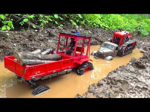 Truck Sinks In Mud, Under Heavy Dozer - Difficult T16 Donkey Farm Rescue | Rc Adventures