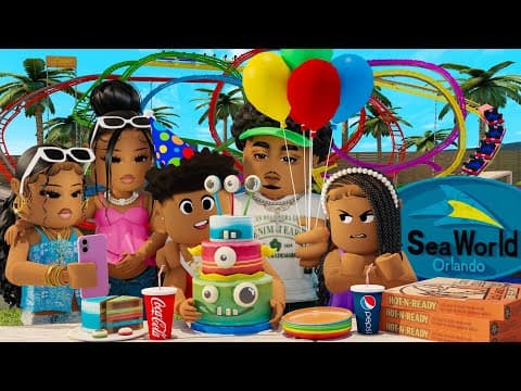 My Nephew's Chaotic Birthday Party At An Amusement Park!! *sea World!!* | Bloxburg Family Roleplay