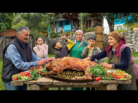 Baking Crispy Lamb Stuffed With Grape Leaves In Oven